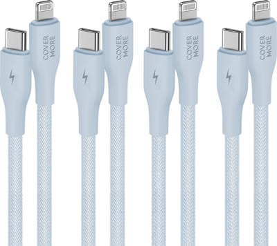 Usb C naar Lightning kabel - 1m - 4 stuks - Blauw - Gevlochten - Sterk