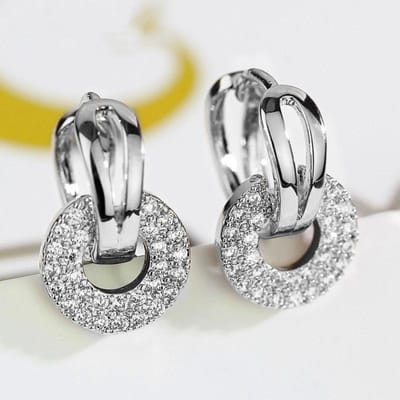 Huitan Trendy Dames Oorbellen Nieuw Kleur/Goudkleurig Zirkonia Oorbellen Temperament Oor Accessoires Sieraden gray