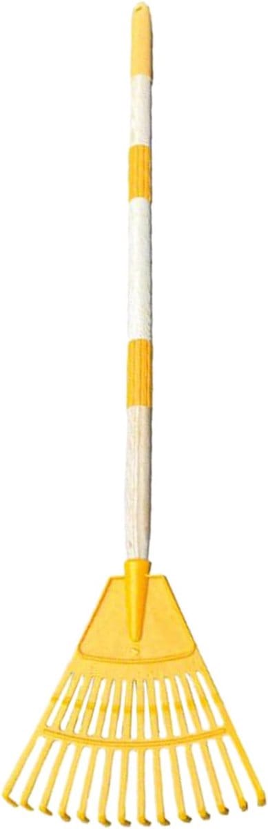 Bladhark Waaiervormig - Tuinhark Ergonomisch - Gazon Onderhoud - 14 Tanden Lichtgewicht - 86 cm - Geel