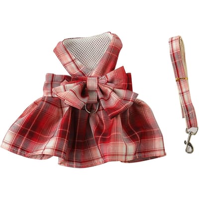 Hondentuigjurk Stijlvol Schattig Strikje Ruit Ademend Comfortabel Huisdierentuigjurk met Lijn XS 24in: 63.5 X 48 X 50.8cm / 25 X 18.9 X 20in rood