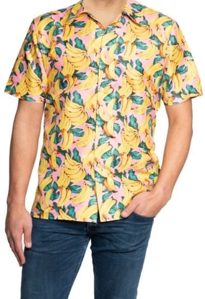 Partychimp Luxe Hawaii Blouse Mannen Banaan Carnavalskleding Heren Foute Party Verkleedkleren Volwassenen - Polyester - Multicolor - Maat 2XL