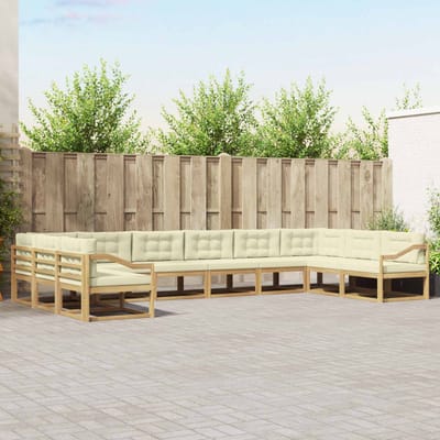 vidaXL - Buiten - bank - set - 10 - st - Wit - en - crèmekleurig
