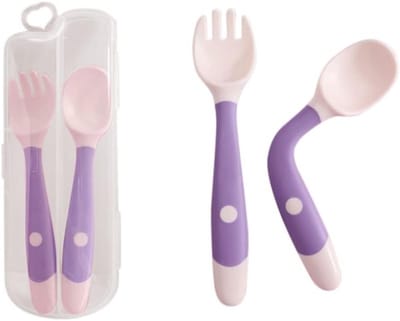 Training Set voor Peuters met Lepel en Vork - Makkelijk Vast te Houden, Warmtebestendig en Buigzaam - Ideaal voor Kinderen (Paars)