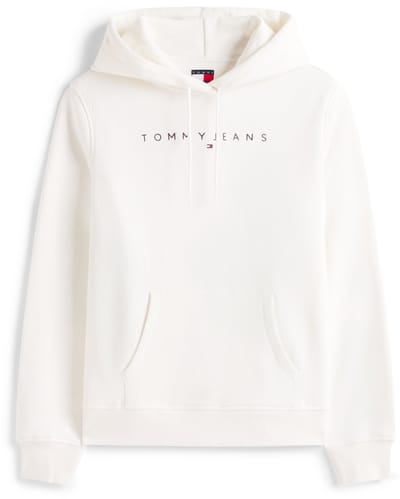 Tommy Jeans Trui Tjw Reg Linear Hoodie Dw0dw17324 Ybl Ecru Dames Maat - S