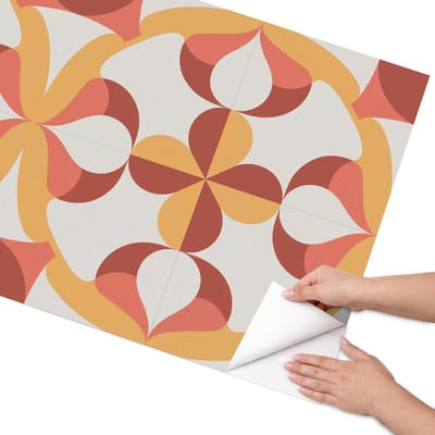 Coloray Meubel Wrap Folie - Oranje Meubelfolie - 75x150 cm - Wrapfolie Keuken Retro kunst - Decoratiefolie - Retro Meubelfolie - Meubel Wrap Folie - Woonkamer decoratie - Geometrie