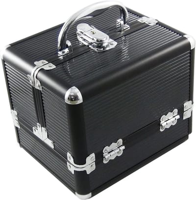 ALU Design Beautycase 22 cm zwart - sieradenvak make-up koffer met cosmeticavak nagelstyliste koffer