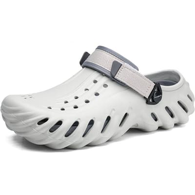 Nieuwe Zomer Heren Casual Dikke Zool Anti-slip Mode Ronde Neus Binnen Buiten Strand Sandalen Instapper Ademend EVA Teenslipper S... 40 white