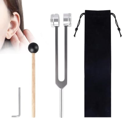 Tuning fork 128 Hz van aluminium met silicone hamer en reparatietool in zachte fluwelen tas voor nauwkeurige frequentierespons en geluidskwaliteit