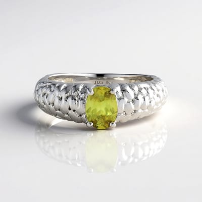 Cavill - Ring 925 Sterling Zilver Geplatineerd - 0,71 ct Ovaal Briljant Sfeen Madagaskar - Elegante Golvende Lichtgele Sfeer - Maat 18