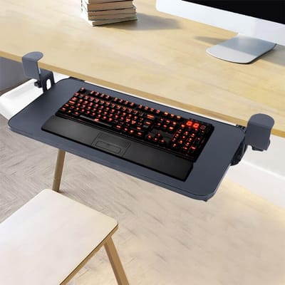 Toetsenbordlade - Ondertafel houder - Ergonomisch werken - Uittrekbaar met klemmen - 52x25cm lade - Zwart