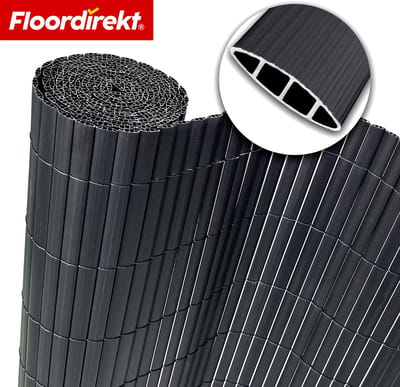 FLOORDIREKT PVC-Privacyscherm voor Tuin, Balkon & Terras - Privacyscherm voor buiten - Extra ondoorzichtig - Decoratie voor balkonrelingen - Grijs - 100 x 300 cm