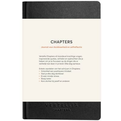 Vertellis Chapters - Dagboek voor Volwassenen - Notitieboek en Journal voor Zelfreflectie en Mindfulness - Invulboek met Reflectievragen - Hardcover Zwart