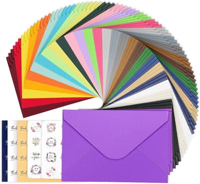 81 Stuks Gekleurde Kraftpapier Enveloppen voor Bruiloften en Uitnodigingen - B6 Formaat (17,5 x 12,5 cm)
