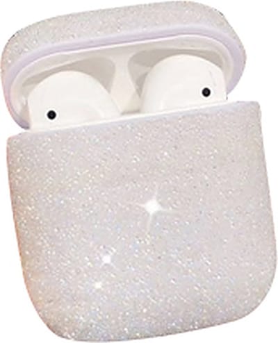 Airpods Apple Cover Case - Glitters- Beschermhoes - Geschikt Voor Airpods 1 / 2 - Wit