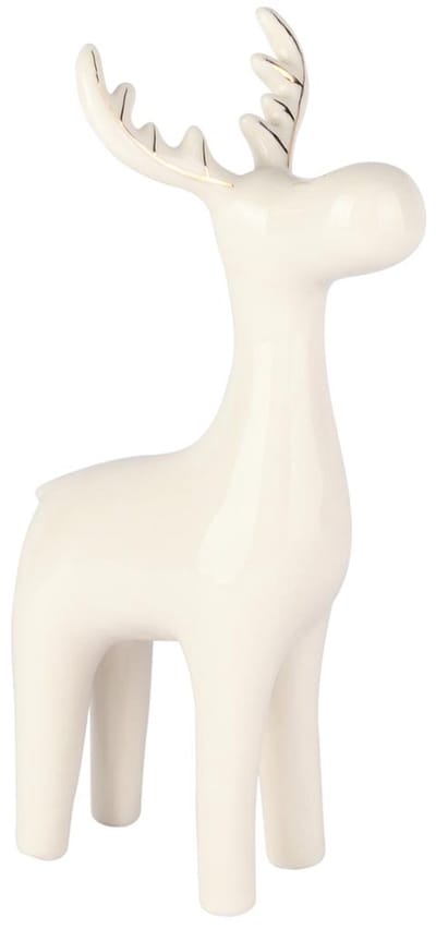 Dekoratief | Rendier staand, wit/goud, porselein, 10x7x19cm | A255739