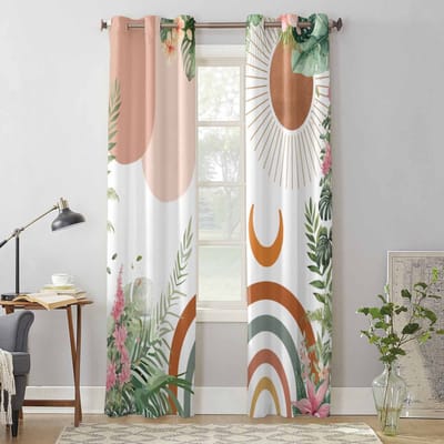 Boho Geometrisch Abstracte Bladeren Raamgordijnen voor Woonkamer Luxe Slaapkamer Gordijn Keuken Jaloezieën Draperieën Gordijnen 135W x 60H(cm) x1
