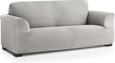 Belmarti® Bankhoes Milos 140cm tot 180cm breed - Lichtgrijs - Bankhoezen van ademend katoen - Premium Belmarti® kwaliteit - Extreme stretch
