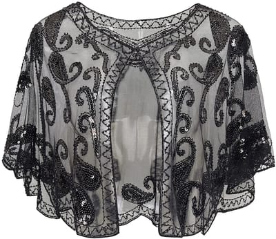 Dailygoody - ArtiDeco Damessjaal - Jaren 1920 - Vintage Elegantie - Pailletten - Chic Omslagdoek - Perfect voor Avonden - Retro Stijl