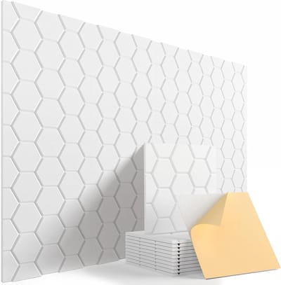 Akoestische panelen 12 stuks zelfklevend geluidsisolatie plafond deur muurdecoratie 30x30x0,9cm