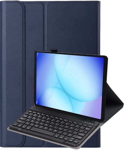 Hoes - Geschikt voor Samsung Galaxy Tab A9 - Toetsenbord Case - Keyboard Book Cover - Hoesje - Donkerblauw