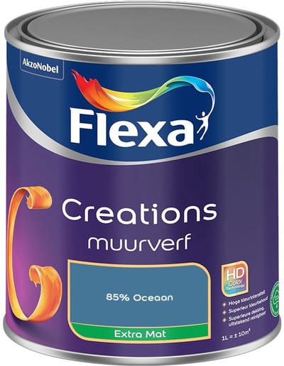 Flexa - Creations Muurverf Extra Mat - 85% Oceaan - Mengverf - 1 L