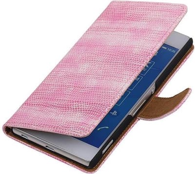 Sony Xperia Z4/Z3+ Bookstyle Wallet Hoesje Mini Slang Roze - Cover Case Hoes