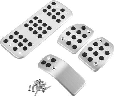 Thijox - 4 Stuks Accelerator Pedaal en Rempedaal Cover Set voor Peugeot 207 - Antislip, Slijtvast, Aluminium en Rubber - Verbeter je Rijervaring