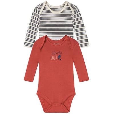 LUPILU 2 baby rompers (Bruin/gestreept, 50/56)
