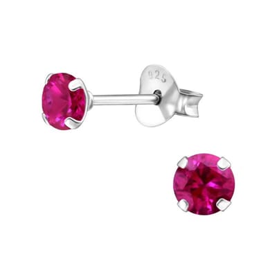 Aramat Jewels | Oorbellen | Prachtige Zilveren Zirkonia Oorbellen rond | 3mm / Rhodoliet | |5mm | Zilver | Kinderen, Volwassenen | Verkleurd niet
