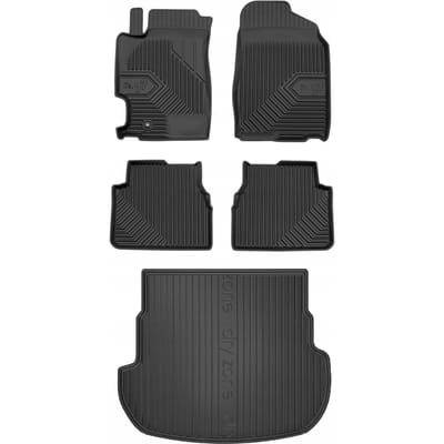 FROGUM - Voordeelset No.77 & DRY ZONE - Geschikt voor MAZDA 6 I Kombi (2002-2007) - Rubberen matten + Kofferbakmat - Zwart
