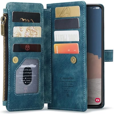 CaseMe C30 Hoesje Geschikt voor Samsung Galaxy S23 | Wallet Zipper Book Case met Pasjeshouder | Beschermhoes met Portemonnee | Blauw