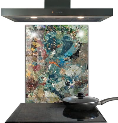 Tulup Achterwand Keuken - Olieverftextuur Keuken Achterwand Glas Met Print - 60 x 80 cm - Groente Achterwand Keuken Glas - Texturen en Patronen Glazen Keuken Achterwand - Kookplaat achterwand - Kookplaatachterwanden