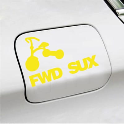Bumpersticker - FWD SUX - 12,2 X 18 - Geel