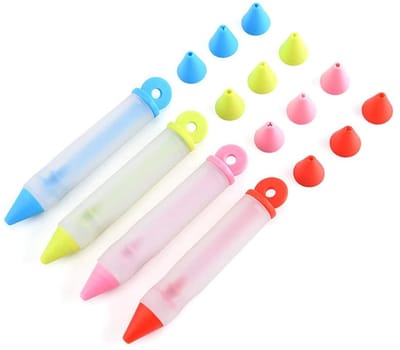 Dailygoods- Taartdecoratiestiften 4 stuks - Dessertpennen - Versieren van gebak - Herbruikbaar - Siliconen - Nauwkeurige vulcontrole - Decoratiestiften
