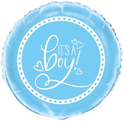 Haza Original Ballon Jongens Blue Hearts Baby Shower 45 Cm Blauw