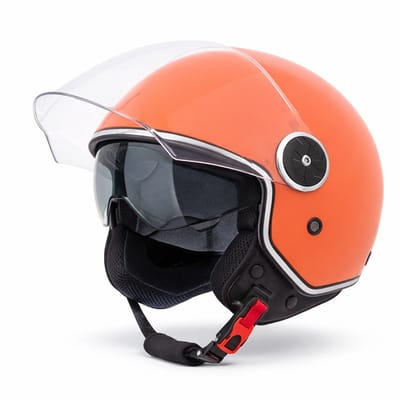 VINZ Tobia Jethelm met Zonnevizier - Oranje Helm vr Scooter, Motor, Brommer - ECE 22.06 - Voor Heren & Dames - M