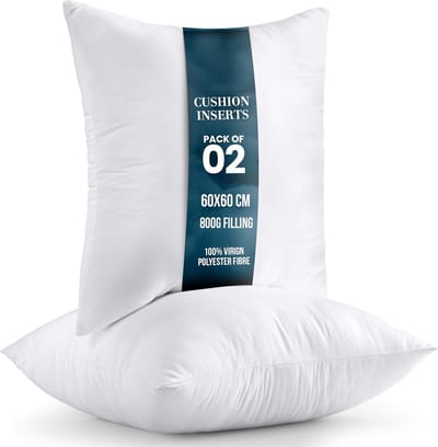 PromoHome Kussenvulling 60 x 60 cm Set van 2 Witte Zachte Vulkussens voor Bank en Bed - Comfortabele Sierkussens met Gesiliconiseerde Vezelvulling