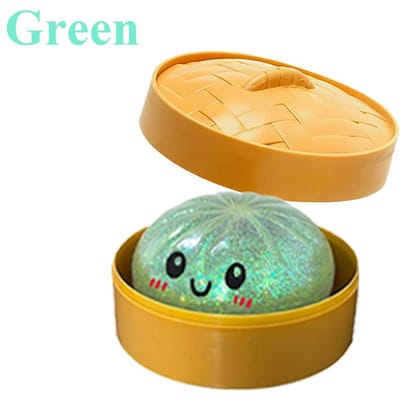 Simulatie Dumpling Knijpspeeltjes Squishy Kleurrijk Glitter Anti Stress Stressverlichtend Speelgoed groen