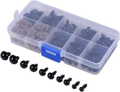 MK Stoer -100 stuks Plastic Veiligheidsogen met Ringen voor Poppen - Ogen van 6-12mm - Voor Poppen maken en Knuffels - Geschikt voor Knutselen - Diverse Kleuren - Poppenogen Set met Bevestigingsringen