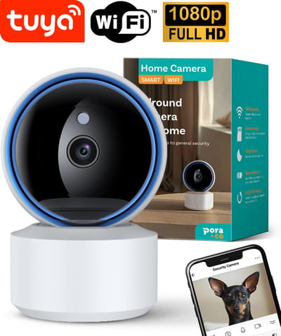 Pora&Co - Beveiligingscamera - Tuya app - Beveiligingscamera voor binnen - Pan-Tilt-Zoom - 1080p Full HD Beeldresolutie - Privacy Modus - Wi-Fi