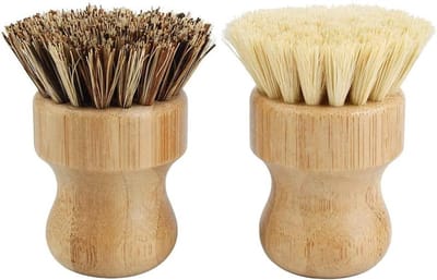 Set van 2 Natuurlijke Bamboe Afwasborstels voor Dishes, Pannen en Keukenreiniging, Ideaal voor Huishoudelijk Gebruik en Badkamer