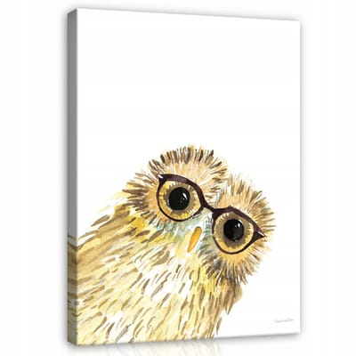 WALLARENA - Canvas schilderij - 100x70 cm - Schattige uil op canvas voor de kinderkamer