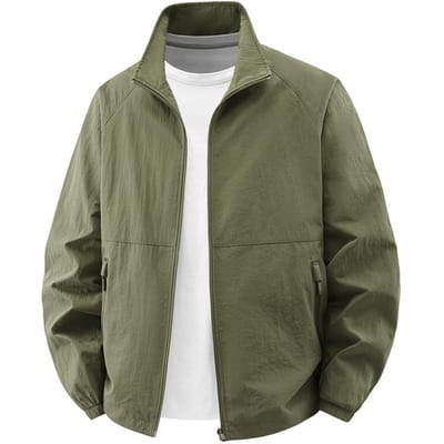 Nieuwe Lente en Herfst Heren Casual Jas Jas Middelbare Leeftijd en Ouderen Opstaande Kraag Jas Losse Grote Maat Top 6XL gray