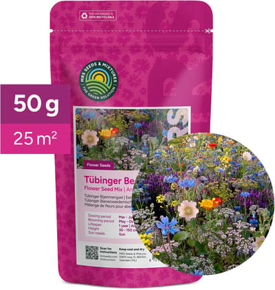 MRS Tübinger Bijenmengsel - Bloemenmengsel voor bijen - 50 gram voor 25 m² - Bloemzaden - Rijk aan nectar en stuifmeel - Lokt hommels, honing- en wilde bijen