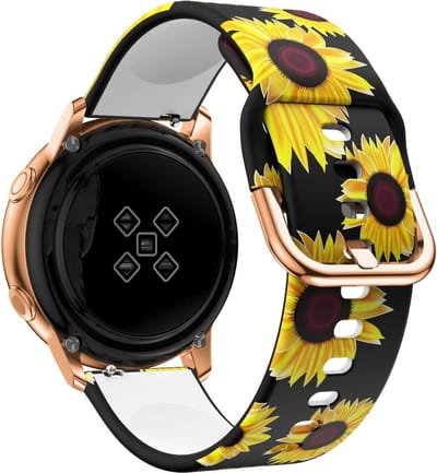 Strap-it Smartwatch bandje 20mm - siliconen bandje zonnebloem print geschikt voor Polar Ignite / Ignite 2 /Ignite 3 / Unite / Pacer - Huawei Watch GT 2 42mm / GT 3 42mm / GT 3 Pro 43mm