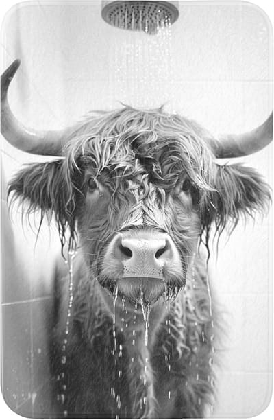 WC mat 40x60 cm - Antislip - Schotse Hooglander - Dier - Douche - Humor - Toiletmat - Vloermat - Douchemat - Toilet tapijt - Toiletmatten
