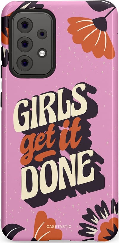 Casetastic hoesje geschikt voor Samsung Galaxy A52 (2021) 5G / Samsung Galaxy A52 (2021) 4G - Dubbellaagse bescherming - Girls get it done - Fashion Case - Lila Donkergrijs Terracotta