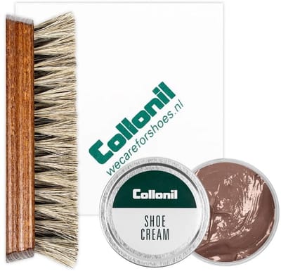 Collonil schoenpoets | Schoenpoets set | Shoe cream | Borstel | Poetsdoek | Kleur: Pepper