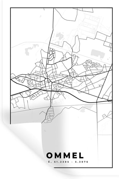 Muurstickers - Sticker Folie - België – Lommel – Stadskaart – Kaart – Zwart Wit – Plattegrond - 20x30 cm - Plakfolie - Muurstickers Kinderkamer - Zelfklevend Behang - Zelfklevend behangpapier - Stickerfolie
