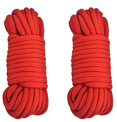 Gevlochten Katoenen Touw - 2 Stuks, 10 Meter Lang, 6 mm Dik voor Kamperen, Tuinieren en Varen
